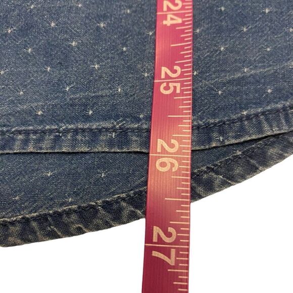 Madewell Medium Denim Swiss Dot Short Sleeve Button Down Top Size Small - Picture 13 of 13